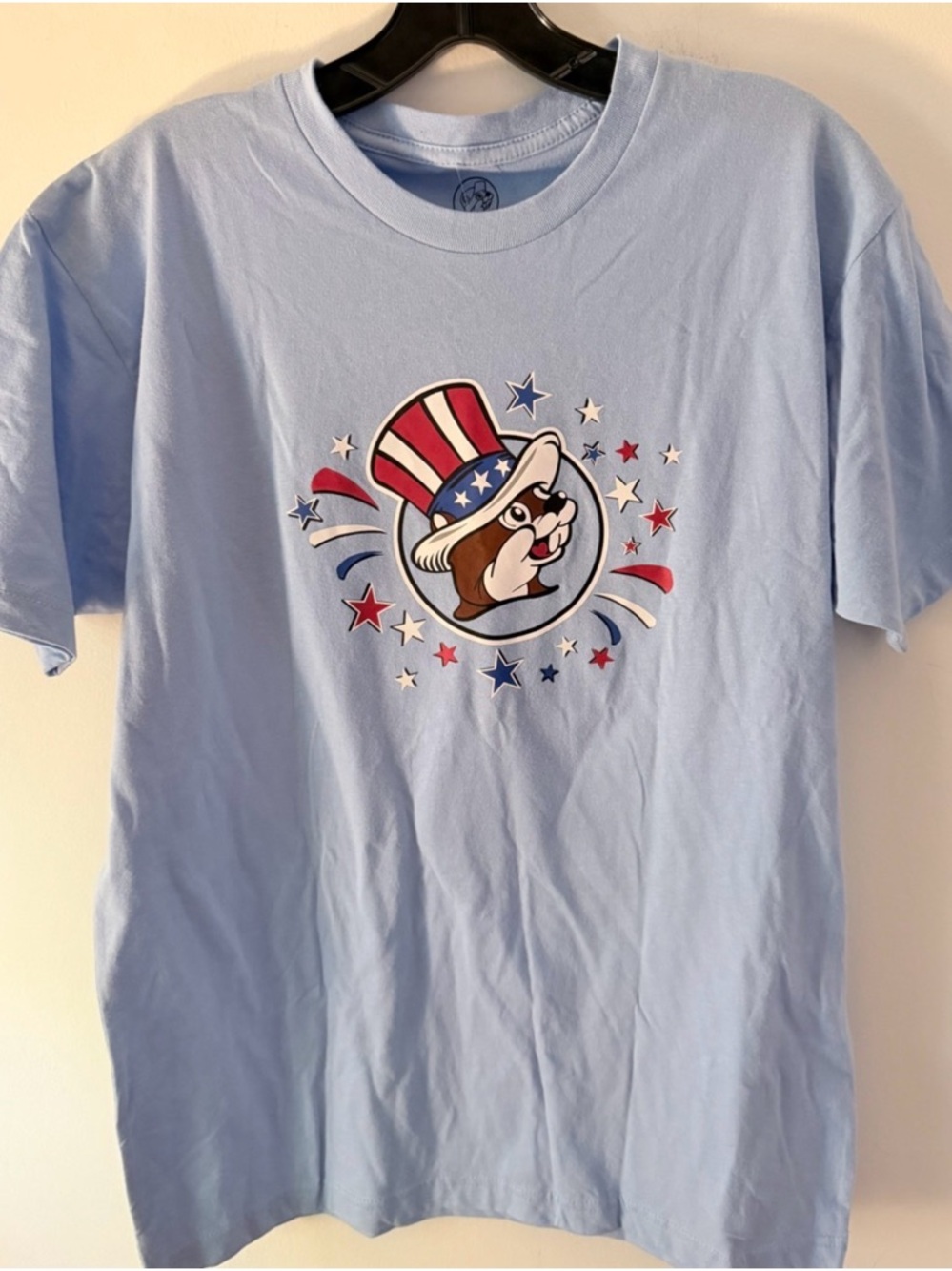 Buc-ee's Sweet Land of Liberty Graphic Cotton T-Shirt Light Blue Men's Medium